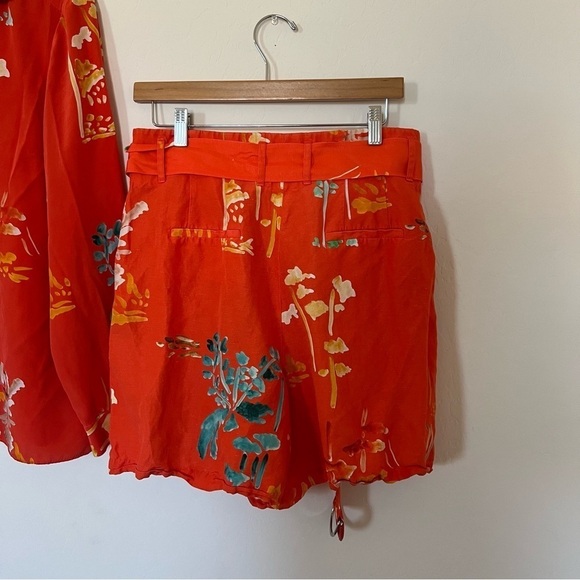 Lafayette 148 New York RIGBY BLOUSE IN OASIS PRINT SILK + Linen Shorts Set - Picture 9 of 13